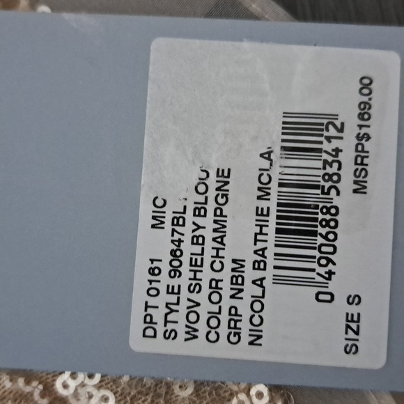 Antonio Melani x Nicola Bathie Champagne Gold Sequin Shelby Blouse - Picture 12 of 14